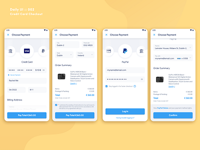 Daily UI Challenge #002 - Credit Card Checkout (Screens)