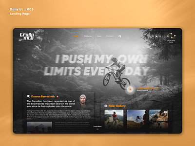 Daily UI Challenge #003 - Landing Page contest dailyui dailyui 003 dailyui003 design landing page mountain bike mtb trails ui uiux ux web design