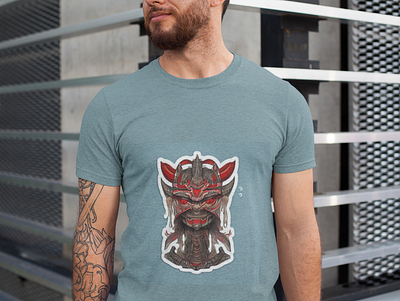 Samurai Mask T-shirt design graphic design illustration