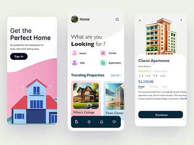 Property Rental App resdesign challenge app design app ui app ux challenge mobile app property mobile app rental property ui design ux design