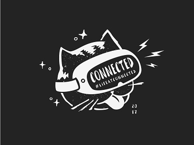 VR Cat #lifeatconnected black cat illustration tshirt vr white