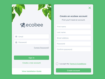 ecobee login concept bee create account ecobee green leaf light login mobile registration sign in smart home text field