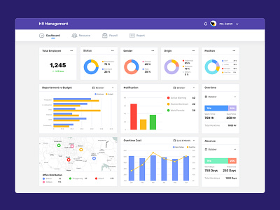 HR Dashboard analysis analytics chart blue bootstrap dashboard dashboard ui grid minimalist purple simple ui ux web ui webdesign