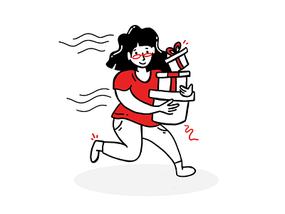 Gift is on the way gift girl illustration on the way present red simplistic