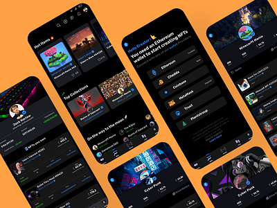 NFT App- Create Upload and trade NFT's , See your portfolio. app design nft nft app ui ux