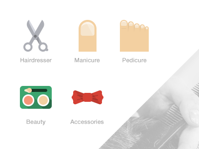 Hairdresser App - Icon Set Design accessories barber beauty hairdresser icons manicure pedicure