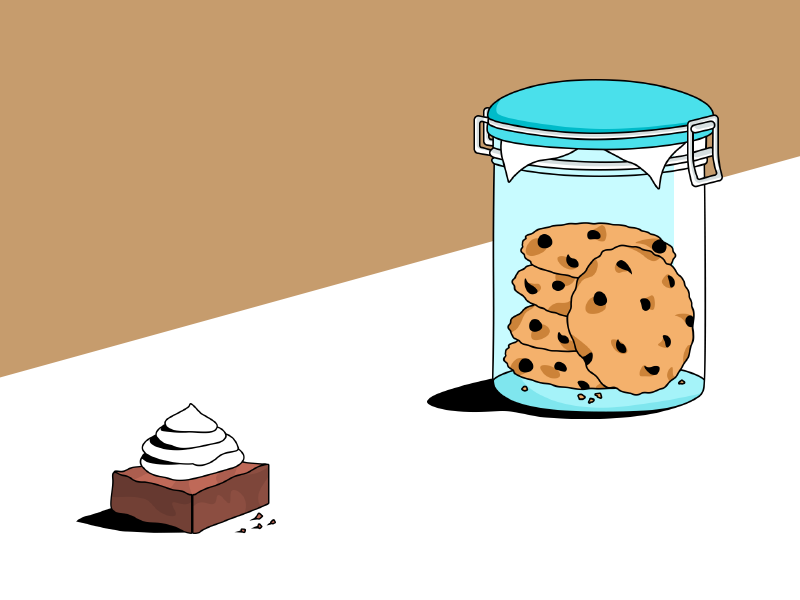 Have a cookie! shadows whipped cream brownie cookies perspective jar illustration
