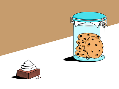 Have a cookie! brownie cookies illustration jar perspective shadows whipped cream