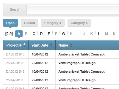 Management App - Data Table Design data table search search bar sort table tabs