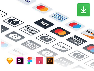 Payment Methods (Free Resource) card card credit figma free source icon icon set illustrator invisionstudio payment sketchapp vector xd