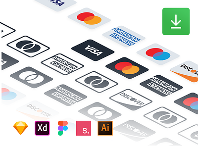 Payment Methods (Free Resource) card card credit figma free source icon icon set illustrator invisionstudio payment sketchapp vector xd
