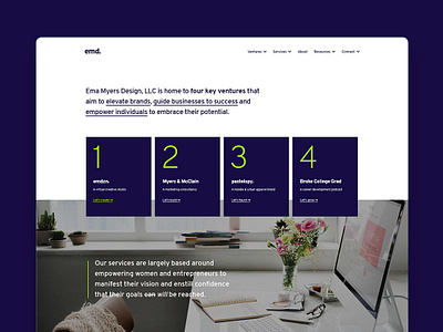 Ema Myers Design, LLC Homepage Concept 2 corporate freelancer graphic design homepage design ui concept ui design website
