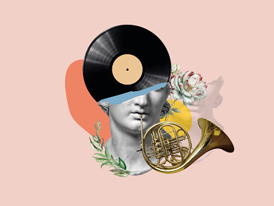 Fashion vinyl player abstract branding classical music design flower funny illustration music trumpet ui ux vinyl
