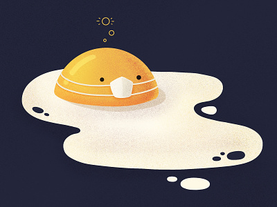 🍳😷 breakfast character corona covid covid19 cute egg emoji face happy illustration mask omelette