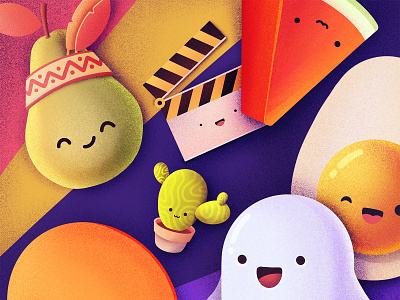 GIFS AVAILABLE! cactus characters cute egg emoji food fruits ghost gifs happy illustration pear smile vegetables watermelon