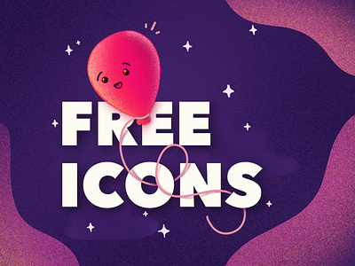FREE ICONS - Grab em! balloon character cute emoji floating free happy icons illustration night smile space stars
