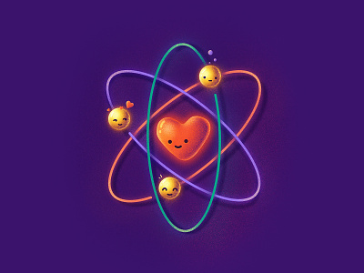 The Chemistry of Love! atom character chemistry emoji heart icon illustration love noise physics procreate smile texture