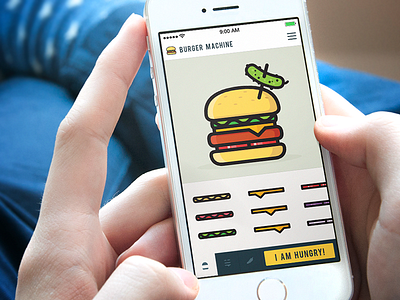 Burger Machine App app application burger cheese hungry iphone justas mashine onions pickle studio4