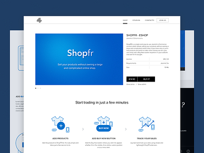 Shopfr blue clean commerce illustrations joomla justas sales shop studio4 web design