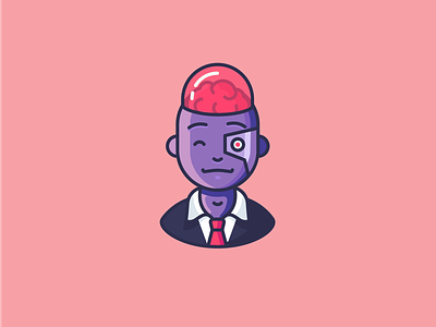 Cyborg brain character cyborg emoji icon icons illustration outline outline icons robot