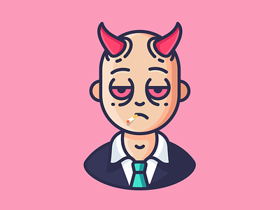 Lucifer character devil diablo emoji icon icons illustration lucifer outline outline icons smoking tired