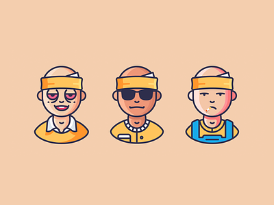 Bandanas! bandana bold character cigarete dude emoji glasses icon icons illustration outline outline icons shades