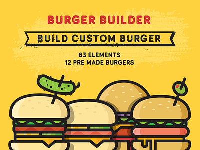 Burger Builder builder burger hamburger icons illustrations justas studio4