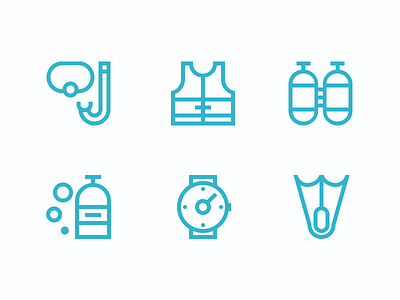 Scuba Diving Essentials diving diving gear fins icons justas mask outline outline icons scuba scuba diving sea