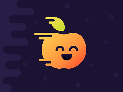 Wooshy Apple apple fast happy icon illustration justas leaf smile space speed studio4 universe