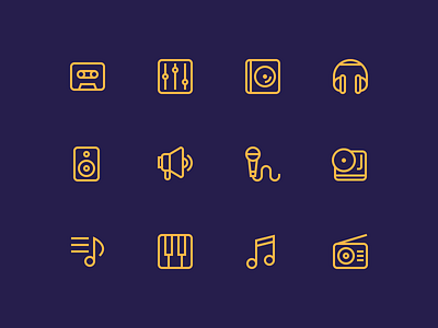 Music Icons casete headphones icons megaphone mic music icons note outline icons outline music icons piano radio vinyl