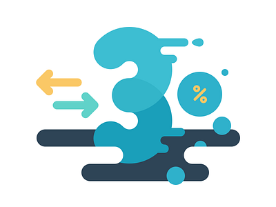 3 for Wednesday! 3 esellio flat illustration liquid number percentage price pricing three transaction wednesday