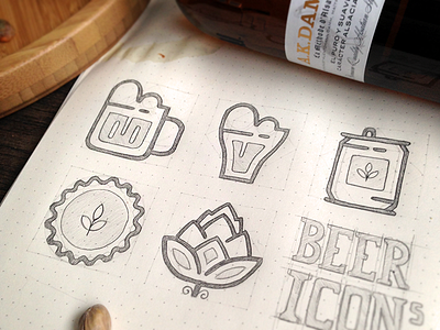 Beer Icons Sketch beer beer can beer glass beer icons bottle cap hops icon sketch icons instagram outline beer icons outline icons sketch