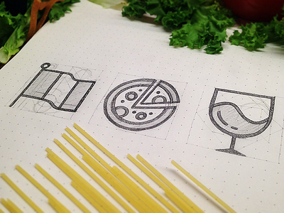 Quick sketch flag glass grid grid book icon sketch icons instagram outline icons pasta pizza sketch vine