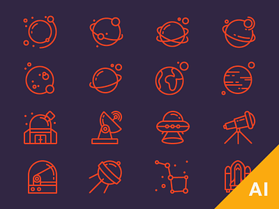 Free Space Icons cosmos free icons free outline icons free space icons free vectors freebie galaxy icons outline icons planets space universe