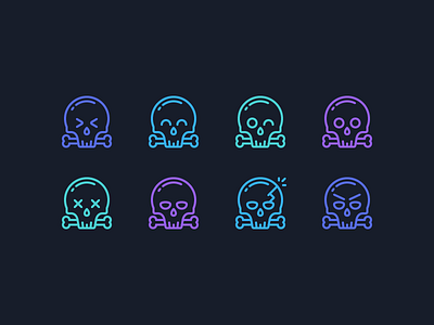 Scull Emoticons angry bones crack dead emoticon emotion happy icons outline icons skull surprised wink