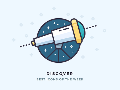 Discover best icons of the week! cosmos discover galaxy icon icons iconutopia illustration outline planets space stars telescope