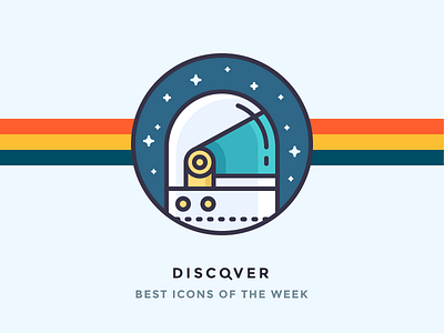 Discover best icons of the week! astronaut cosmos discover galaxy helmet illustration rainbow shiny space space suit stars suit