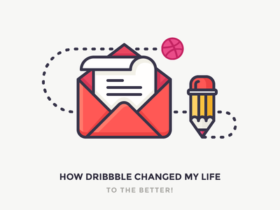 My Open Letter to Dribbble ball draw dribbble email icon illustration letter newsletter outline paper pencil write