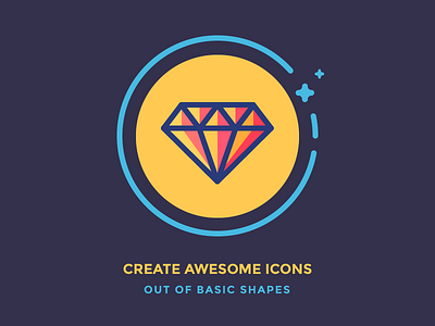 Create Icons out of Basic Shapes bling circle diamond gem icon iconutopia illustration jewel outline rock shiny vector