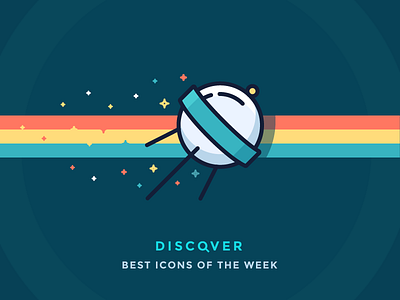 Best icons of the week! confetti discovery icon iconutopia illustration outline satellite space spacecraft sputnik stars