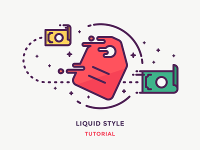 Liquid Style Tutorial cash checkout fast icon illustration liquid money outline price speed spend tag