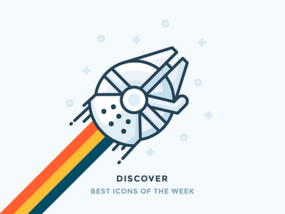 Best icons of the week! falcon fly galaxy han solo icon illustration millennium outline rainbow spaceship star wars starts