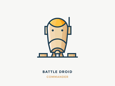 Battle Droid Commander battle character commander droid fighter icons illustration outline robot star vector wars