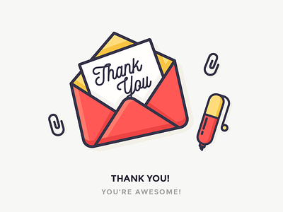 Thank You! clip envelope greetings icon illustration letter outline paperclip pen postcard thank you writing