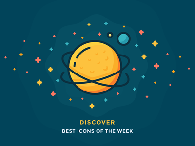 Best icons of the week! cheese colourful cosmos galaxy icon illustration outline planet rings saturn space stars