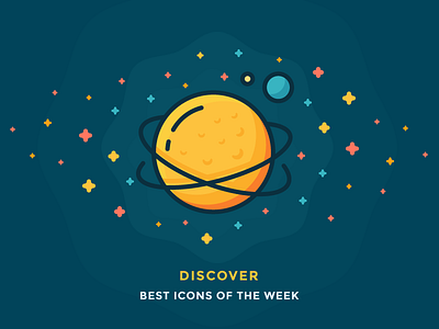 Best icons of the week! cheese colourful cosmos galaxy icon illustration outline planet rings saturn space stars