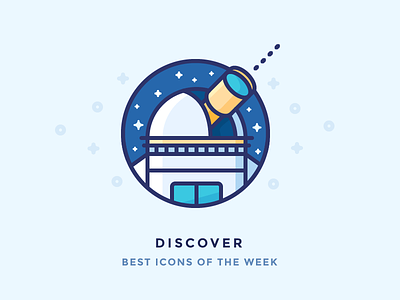 Best icons of the week! cosmos discover galaxy icons illustration lookout observatory outline science space stars telescope