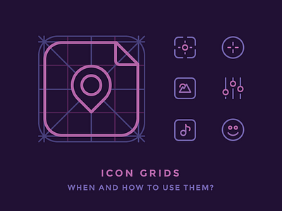 Icon Grid: When And How To Use It? equaliser grid guidelines icon icon design iconoghraphy illustration music outline picture pin smile