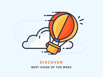 Best icons of the week! air balloon clouds discover fast fly hot hot air balloon icon illustration outline sky