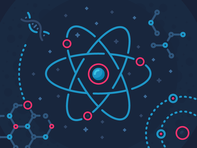 React Illustration atom chemistry core dna electron icon illustration orbit outline physics proton react